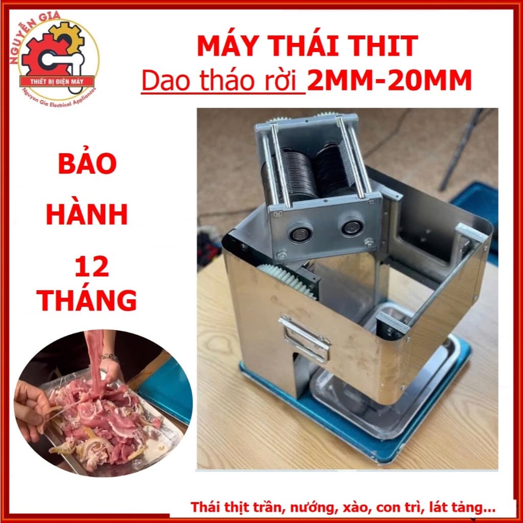 Máy Thái Thịt tươi sống các loại Lợn, bò, gà, mỡ, bì dao tháo rời cỡ dao 2mm - 20mm