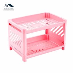 Kệ Nhựa Mini 2 Tầng Hàn Quốc Đựng Đồ Đa Năng Siêu Xinh Kệ Xếp Gọn Trang Trí Để Bàn Đồ 2