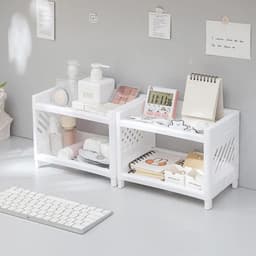 Kệ Nhựa Mini 2 Tầng Hàn Quốc Đựng Đồ Đa Năng Siêu Xinh Kệ Xếp Gọn Trang Trí Để Bàn Đồ 7