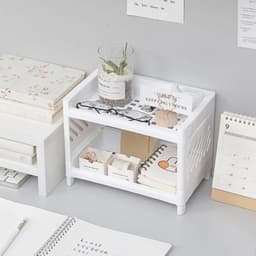 Kệ Nhựa Mini 2 Tầng Hàn Quốc Đựng Đồ Đa Năng Siêu Xinh Kệ Xếp Gọn Trang Trí Để Bàn Đồ 6