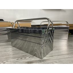 (Tặng khóa) Hộp đồ nghề 3 tầng 5 ngăn có lỗ để khóa, thép sơn tĩnh điện, kích thước lớn 7