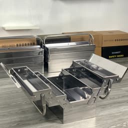 (Tặng khóa) Hộp đồ nghề 3 tầng 5 ngăn có lỗ để khóa, thép sơn tĩnh điện, kích thước lớn 6