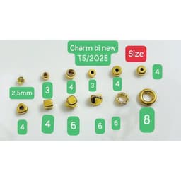 BST VIP 24 K dòng Charm to lỗ rộng từ 2mm - Bi Lu - Thanh chặn xuyên Cáp thép 2-3 ly - AU Vàn g 10 kara -18-24 Carat9999 4
