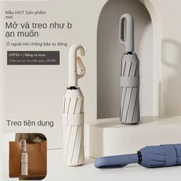 Ô Bấm Tự Động Có Móc Khoá. Tay Cầm Thiết Kế Đóng Mở Tự Động Chống Tia UV , Ô 24 Nan Cứng Cáp - HieuAnh.Shop 1