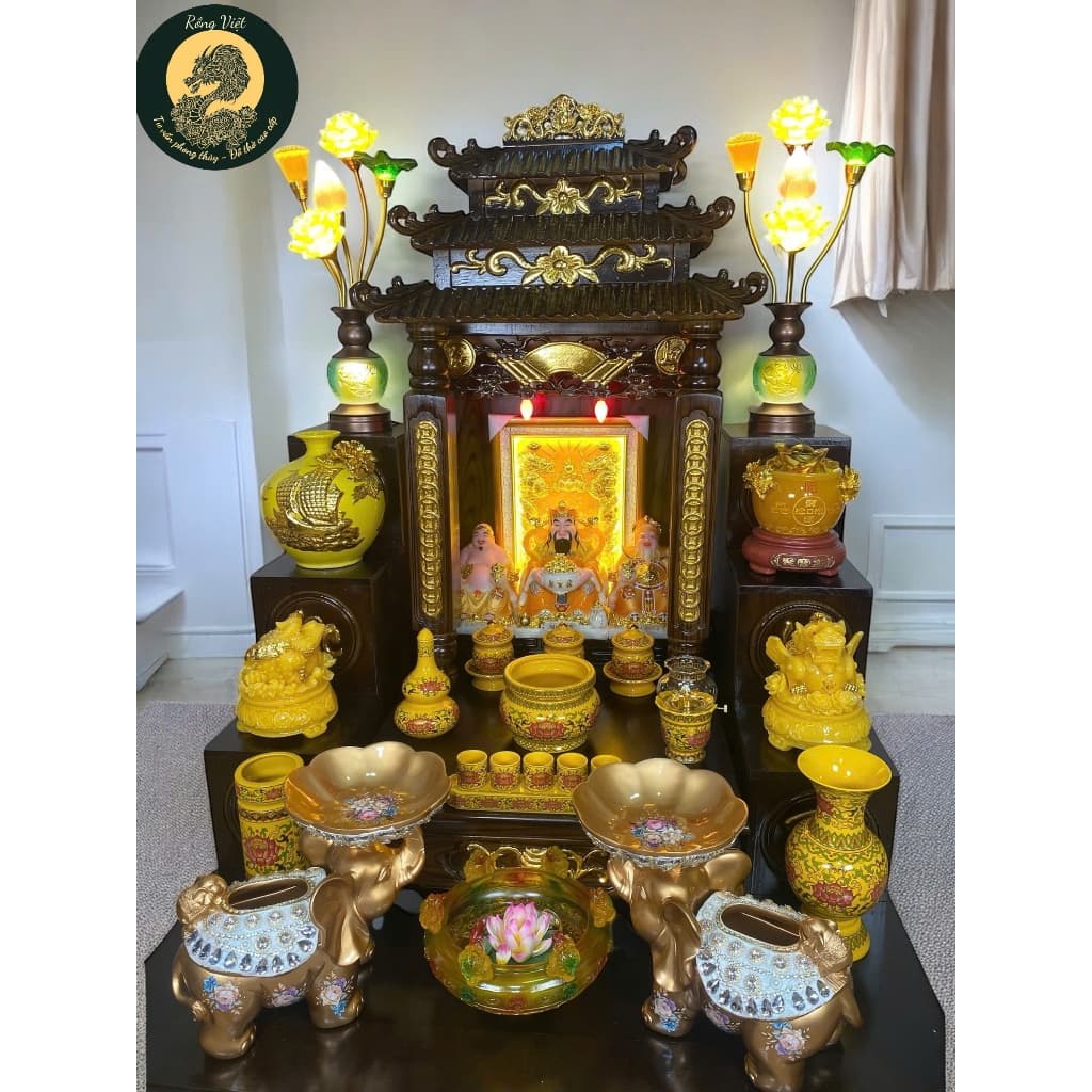 {RV} Sét ban thần tài  56 mái chùa RỒNG VIỆT, combo ban thần tài cao cấp , đầy đủ cho gia chủ
