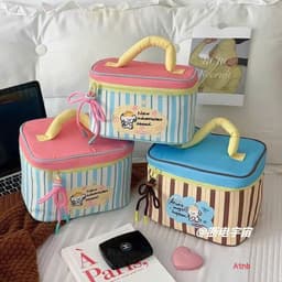 Túi Cốp đựng đồ trang điểm mỹ phẩm chia ngăn gọn gàng có quai xách hoạ tiết hoạt hình dễ thương 1