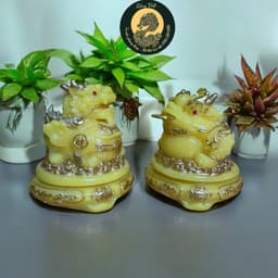 {RV} Cặp cóc tỳ đá xanh lá mini RỒNG VIỆT, cặp thiềm thừ đá đúc đài loan cao cấp 7