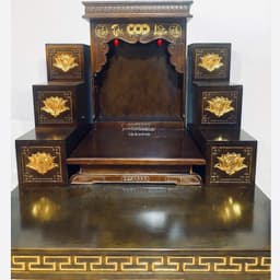 set ban tài lộc nâu 48 ,mái bằng RỒNG VIỆT,combo trọn bộ gấm vàng cao cấp 5