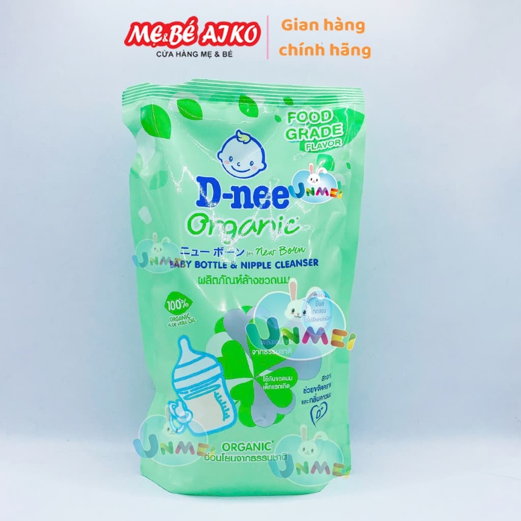 (Mẫu Mới) Nước Rửa Bình Sữa Organic D-nee, Dnee Rửa Cả Đồ Chơi, Rau Củ Quả, An Toàn Cho Bé Tui 550ml