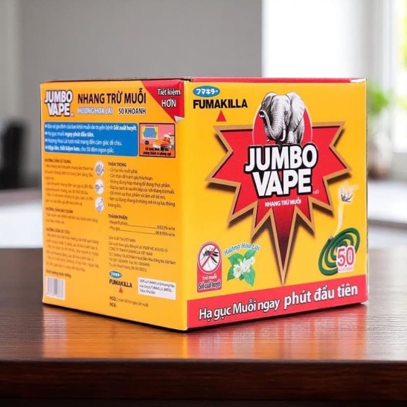 Nhang muỗi Jumbo Vape hương hoa lài hộp 50 khoanh (Trừ muỗi sốt xuất huyết)