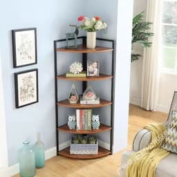 Kệ Góc Tường Sắt Gỗ 4/5/6 tầng, kệ góc phòng sơn tĩnh điện để sách, kệ trang trí tiết kiệm không gian 2