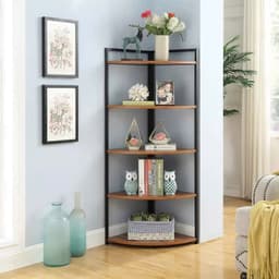 Kệ Góc Tường Sắt Gỗ 4/5/6 tầng, kệ góc phòng sơn tĩnh điện để sách, kệ trang trí tiết kiệm không gian 1