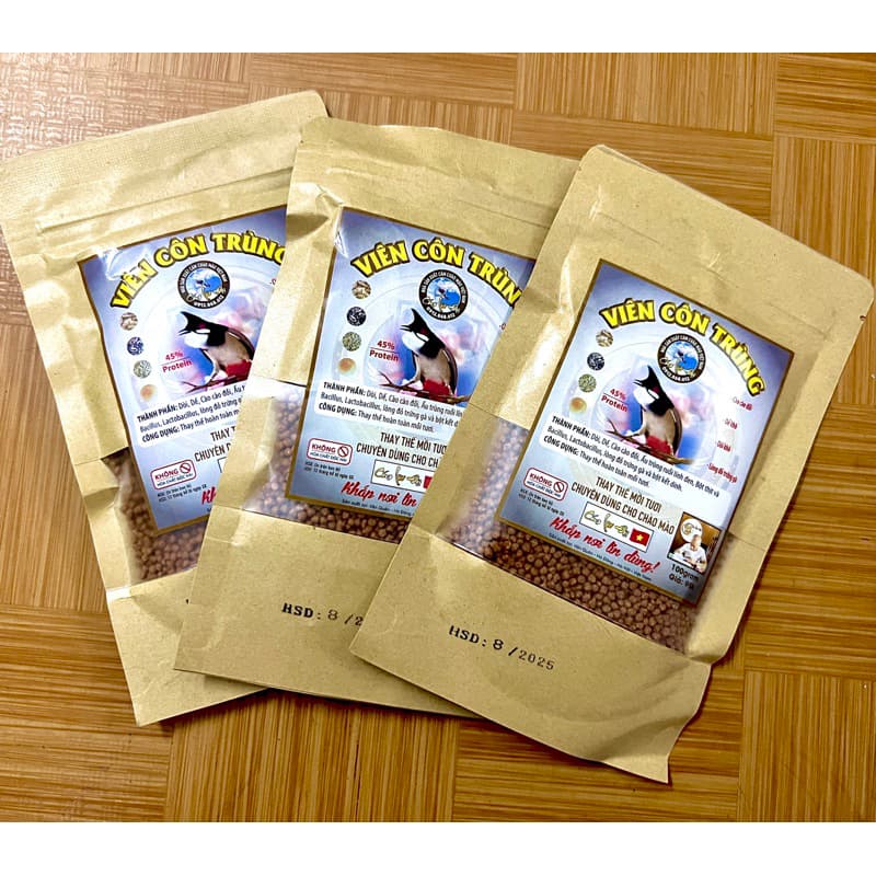 VIÊN CÔN TRÙNG - THAY THẾ MỒI TƯƠI - LÃO ĐẠI GÓI 100G CAO CẤP NHIỀU DƯỠNG CHẤT CHO CHIM THI ĐẤU