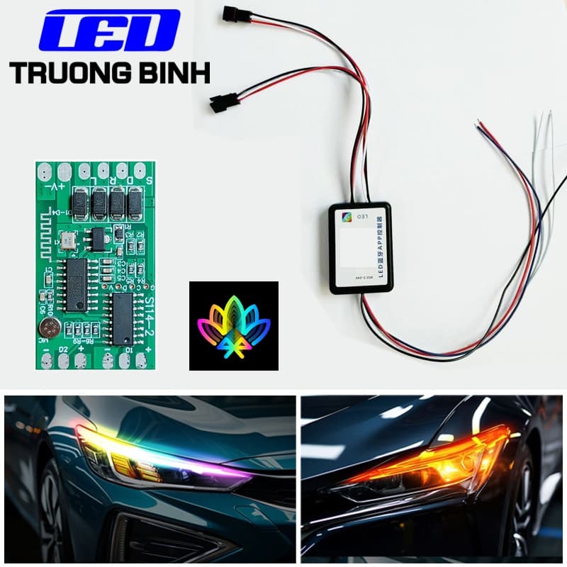 DMX006 ĐIỀU KHIỂN DEMI XI NHAN FULL MÀU CHO XE OTO XE MOTO 2 CỔNG HỖ TRỢ WS2811 WS2815