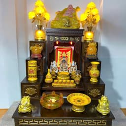 set ban tài lộc nâu 48 ,mái bằng RỒNG VIỆT,combo trọn bộ gấm vàng cao cấp 2