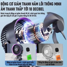 Quạt Mini Xoay Tự Động Kẹp Tích Điện 7 Inch Kẹp Bàn Xe Đẩy Pin 20000mAh Có Bảo Hành 5