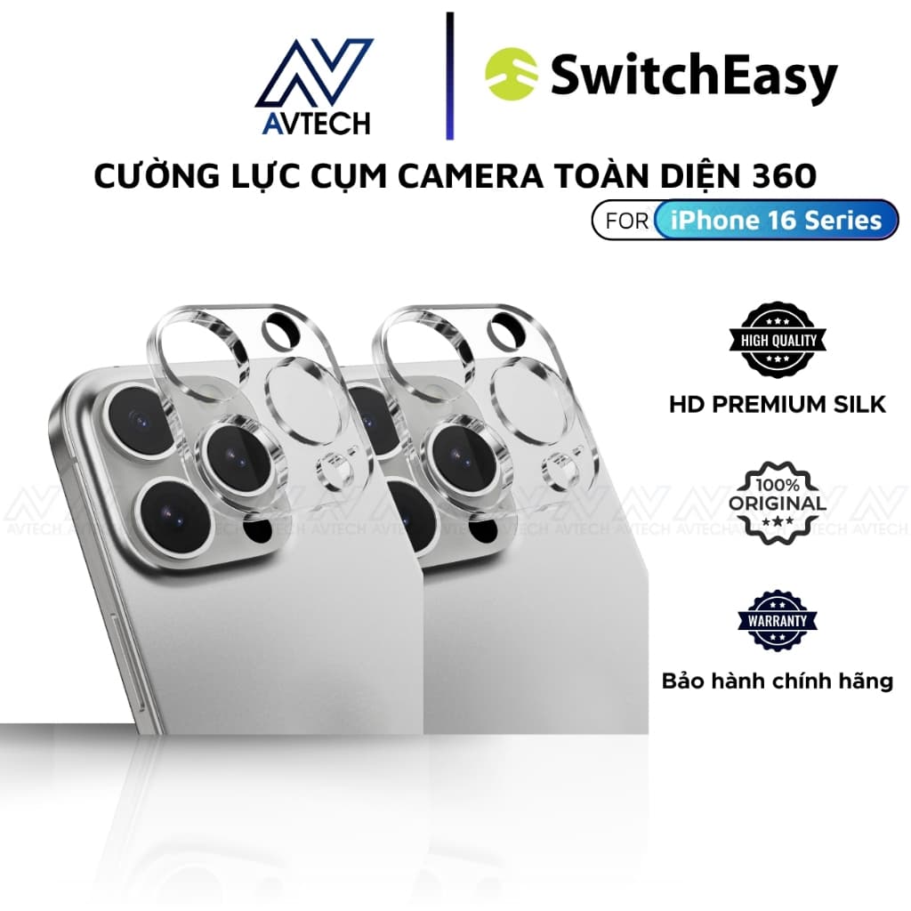 Miếng Dán Cường Lực SwitchEasy Lens Camera cho iPhone 16 Pro Max / 16 Pro / 16 Plus / 16, LensArmor Ultra-thin