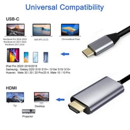 Cáp chuyển đổi Type-C sang HDMI dài 1.8m, độ phân giải 4K, thiết kế hợp kim nhôm 6