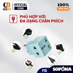 Ổ chia điện chuyển 3 chấu sang 2 chấu P15 SOPOKA chịu nhiệt chống quá tải 5