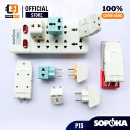 Ổ chia điện chuyển 3 chấu sang 2 chấu P15 SOPOKA chịu nhiệt chống quá tải 6