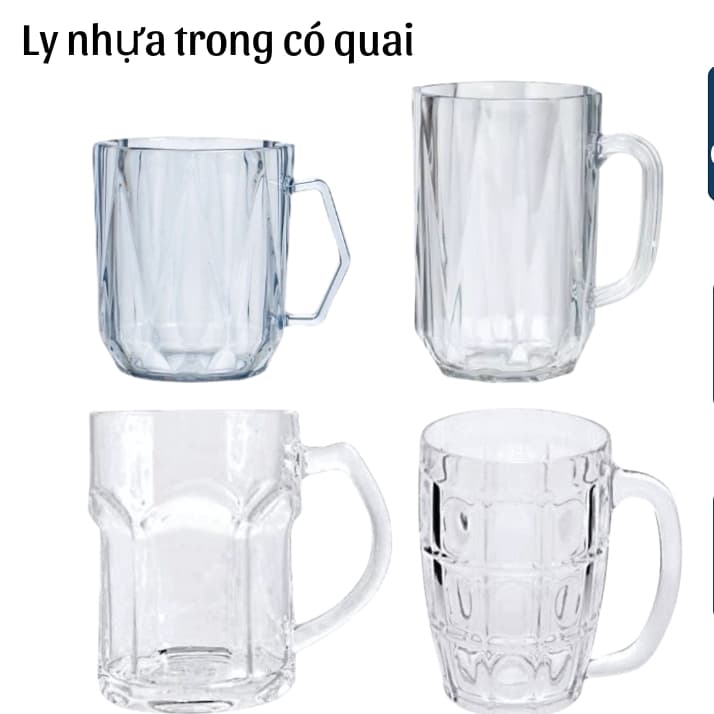 Ly nhựa trong- ly bia- ly có quay cầm tay