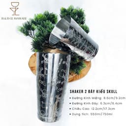 B&B Supplier Bộ Shaker 2 Đáy Kiểu Skull 550ml-750ml [Có XHD VAT] 2