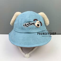 Bé 2-5Tuổi/V 52cm_Mũ nhung bucket tai bèo vành trai gái trẻ em phungvyshop-nón / BO trung CHO NOTHING/ 4