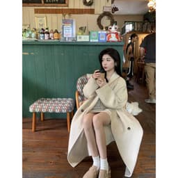 Áo Khoác Dạ Dáng Dài Qua Gối Áo Dạ Tweed Dáng Dài Form Rộng Kiểu Hàn Quốc Áo Dạ Nữ Đi Làm Đi Chơi Mùa Đông AD2308 4