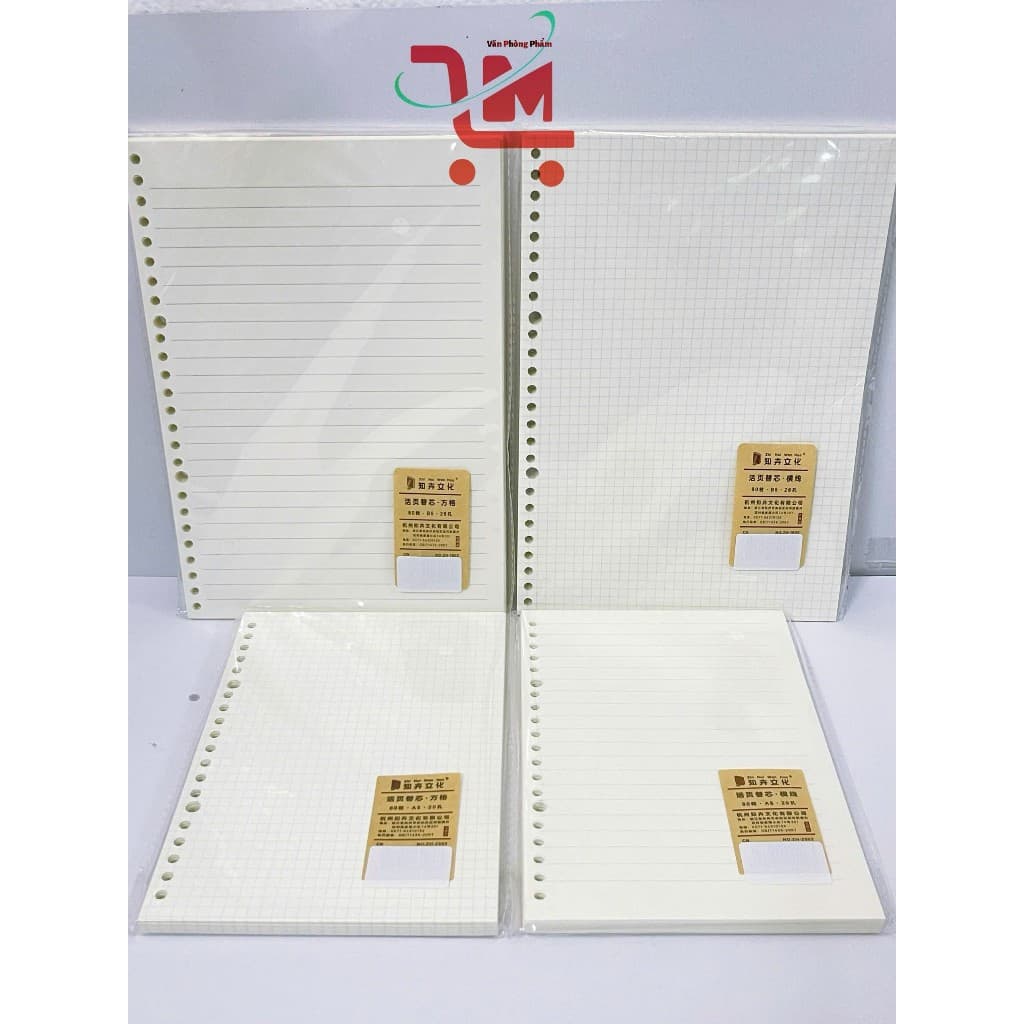 [A5-ZH2502/B5-1802]Ruột Sổ Còng Giấy Refill  20 26 lỗ A5 B5/Ruột Sổ Lò Xo Kẻ Ngang- Caro Viết Êm Tay