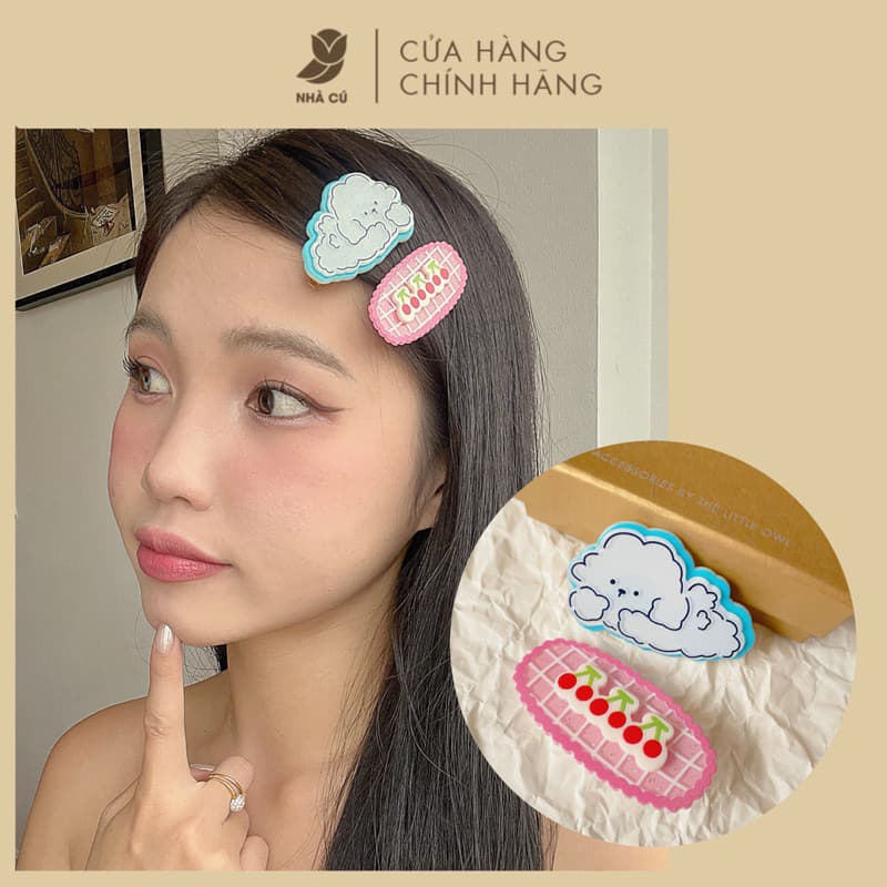 Set 2 Kẹp Tóc Mái NHÀ CÚ Hoạt Hình Cún Cherry Đào Nơ Phong Cách Coquette Mùa Hè Đi Biển Hàn Quốc Dễ Thương 5809