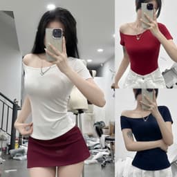 Áo Thun Cộc Tay lệch vai quyến rũ cho nữ m819 1