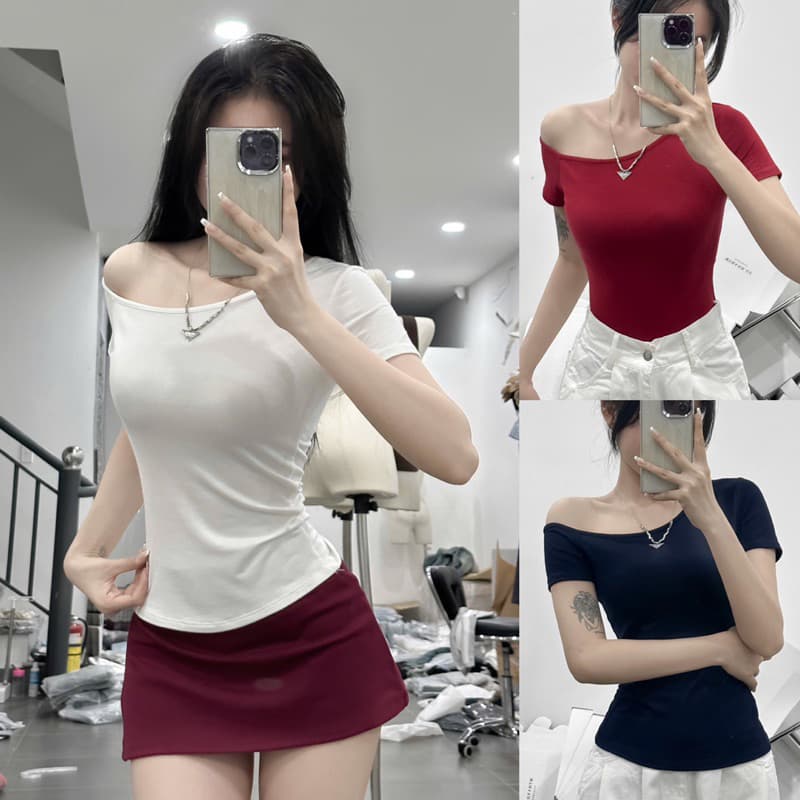 Áo Thun Cộc Tay lệch vai quyến rũ cho nữ m819