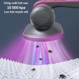 Máy Hút Bụi Giường Nệm Cầm Tay Mini Không Dây Có Đèn UV, Hút Giường Nệm Sofa Quần Áo Đa Năng 5