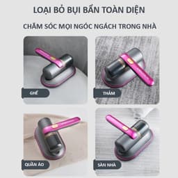 Máy Hút Bụi Giường Nệm Cầm Tay Mini Không Dây Có Đèn UV, Hút Giường Nệm Sofa Quần Áo Đa Năng 7