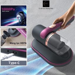 Máy Hút Bụi Giường Nệm Cầm Tay Mini Không Dây Có Đèn UV, Hút Giường Nệm Sofa Quần Áo Đa Năng 6