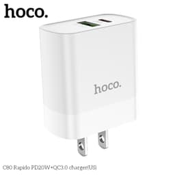 Cóc Sạc Nhanh 20W Hoco C80 (Type-c + USB) và Hoco C105A - 2 cổng sạc 6