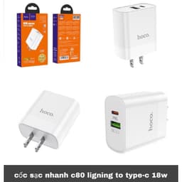 Cóc Sạc Nhanh 20W Hoco C80 (Type-c + USB) và Hoco C105A - 2 cổng sạc 1