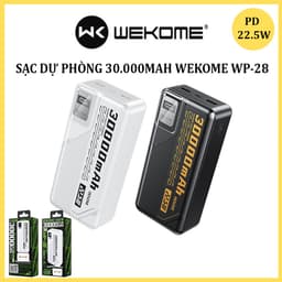 Pin Dự Phòng Sạc Nhanh 22.5W Wekome WP-23 10.000mah/ Wp-24 20.000mah/ WP-28 30.000mAh/ SENDEM P700 10.000mah. LKP 7