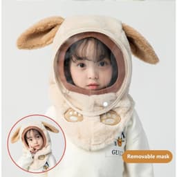 Mũ Lông có kính , Trùm Đầu Kèm Kính Chắn Gió Chống Bụi .lông thỏ Mềm Mịn: 3