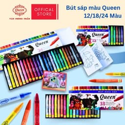 Bút Sáp Màu Queen 12/18/24 Màu Cho Bé | Tô Mượt Đều Màu Ít Bụi | An Toàn Chuẩn Mỹ & EU Cho Bé! 1
