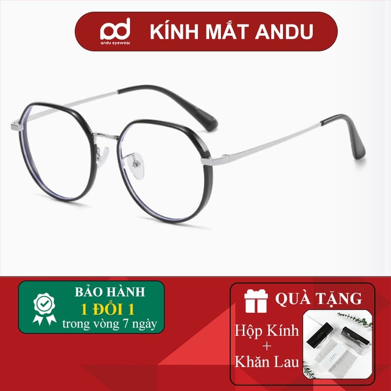 Gọng kính cận thời trang nam nữ  NARO EYEWEAR dáng tròn chống tia UV chất liệu kim loại cao cấp 1068
