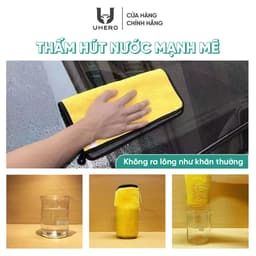 Khăn lau xe chuyên dụng Chính Hãng UHERO chất Liệu MICROFIBER siêu thấm hút mềm mại, sạch sẽ an toàn bề mặt xe 4