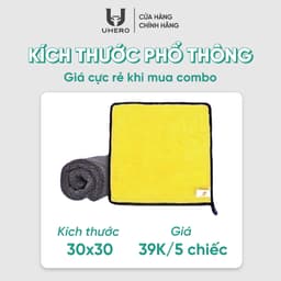 Khăn lau xe chuyên dụng Chính Hãng UHERO chất Liệu MICROFIBER siêu thấm hút mềm mại, sạch sẽ an toàn bề mặt xe 6