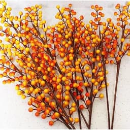 Cành đông đào 12 nhánh màu vàng, trang trí tết, trang trí noel, trang trí tiệc, cắm hoa Decor Phòng 5
