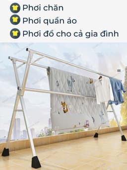 Sào Phơi Quần Áo ( NEW) giàn phơi Tặng 20 móc chống bay, Giá INOX Gấp Gọn, Treo Đồ Thông Minh Dạng Cây 11
