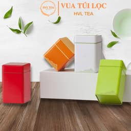 Hộp trà thiếc vuông chữ nhật hoạ tiết núi non mẫu mới - HVL TEA 1