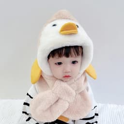 Nón len liền khăn hình vịt mùa đông cho bé 6–36 tháng , Lông cừu mềm ấm 8