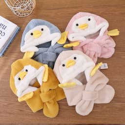Nón len liền khăn hình vịt mùa đông cho bé 6–36 tháng , Lông cừu mềm ấm 2