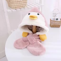 Nón len liền khăn hình vịt mùa đông cho bé 6–36 tháng , Lông cừu mềm ấm 9