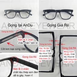 Gọng kính cận thời trang nam nữ ANDU EYEWEAR dáng vuông chống tia UV chất liệu nhựa cao cấp - 91AD36 2